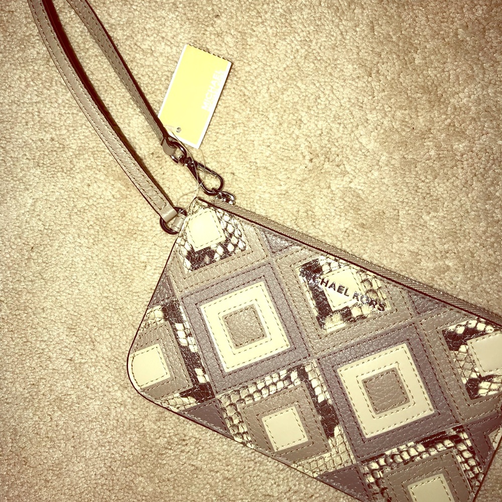 Brand NEW Michael Kors python wristlet